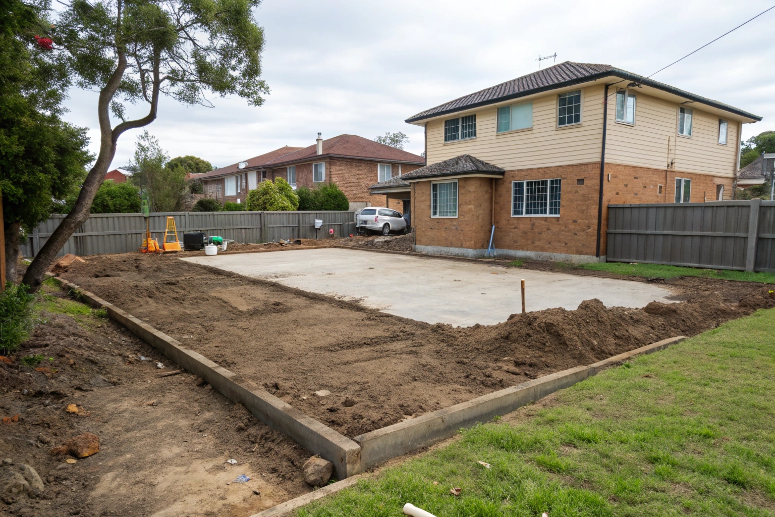 Cleared residential site after concrete slab demolition ready for new pour on the Gold Coast