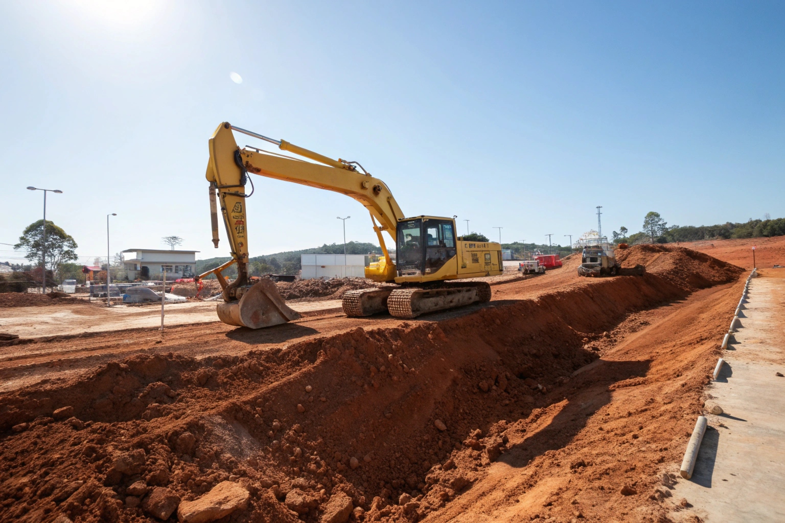 Excavation contractor operating excavator on Gold Coast residential construction site
