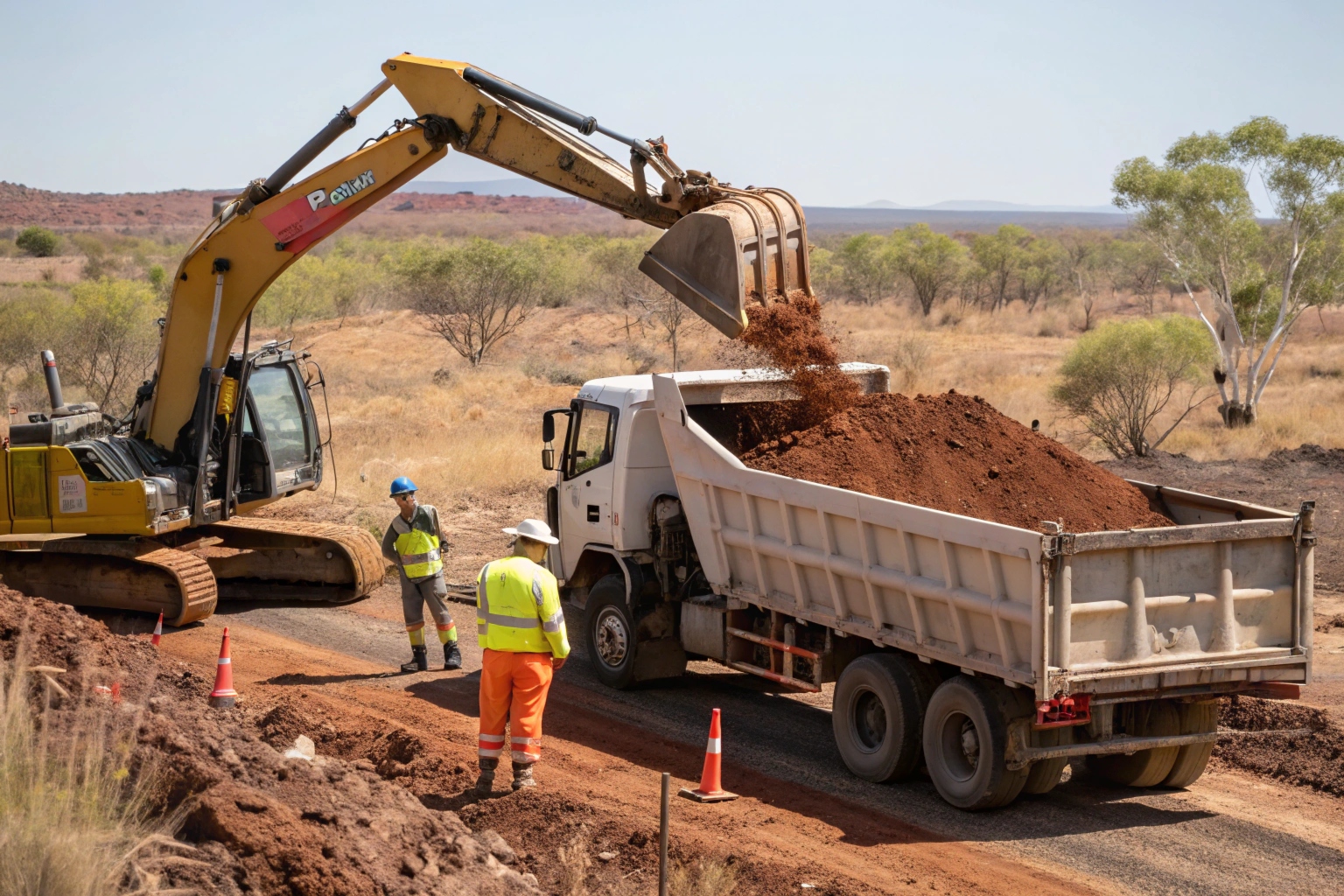 Tipper truck removing excavated soil from Gold Coast construction site