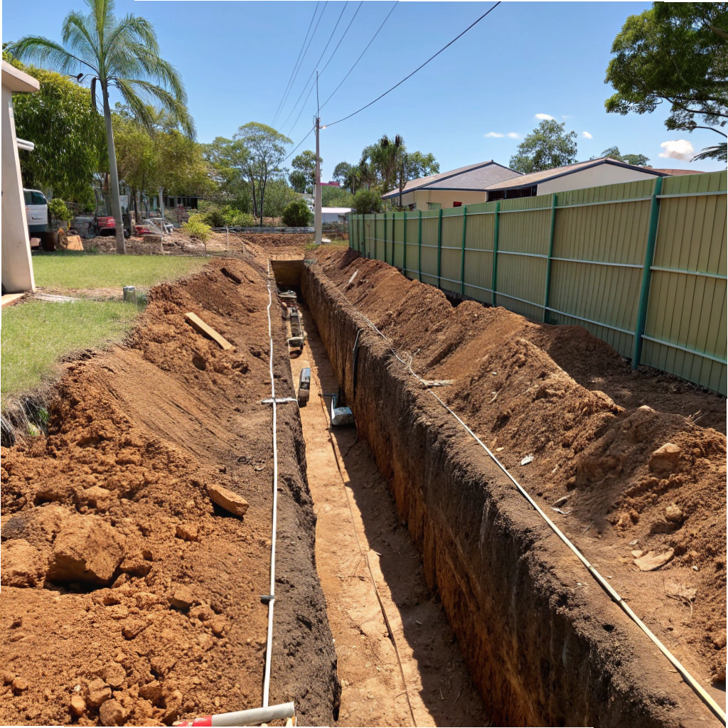 Strip footing trench excavation on a residential construction site Gold Coast