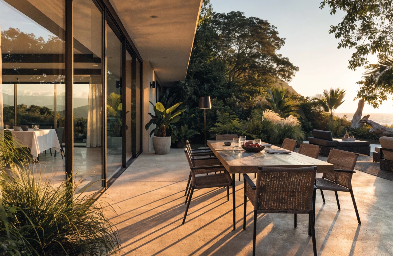 Resort-style concrete entertaining patio with indoor-outdoor flow at a Gold Coast home by Concrete Gold Coast Specialist