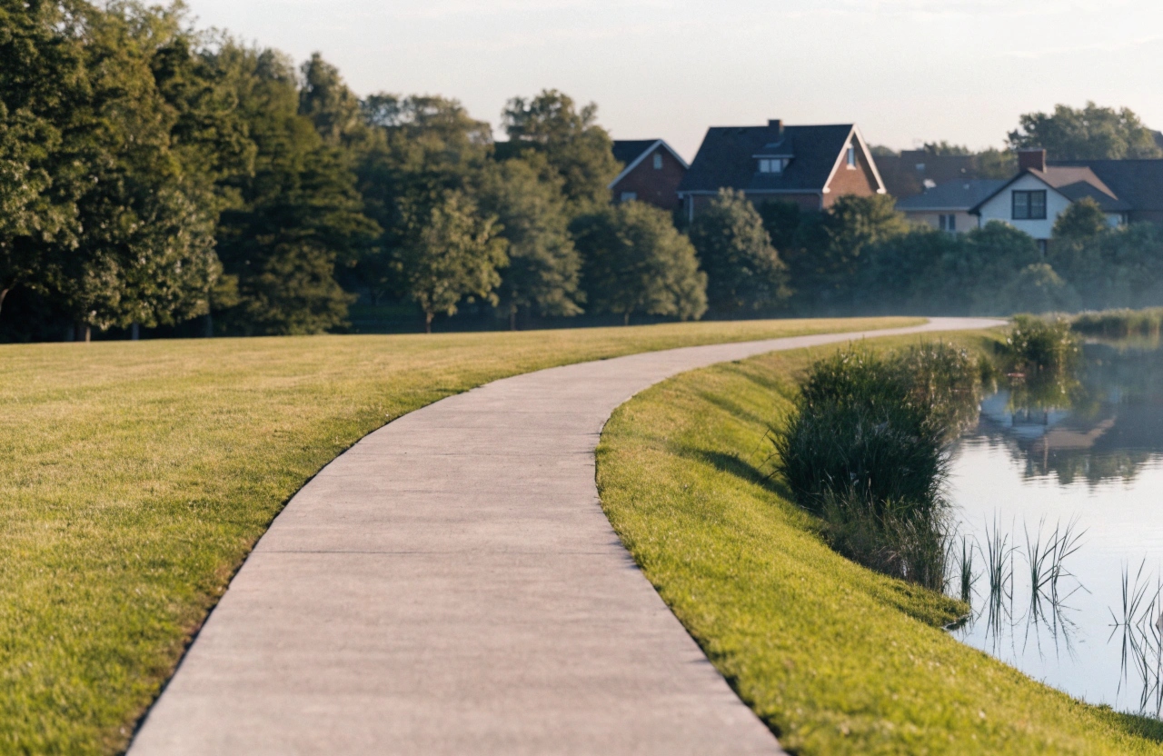 Concrete pathway near Lake Orr in Varsity Lakes